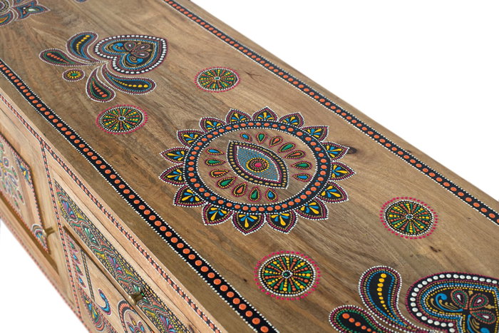 GINER Y COLOMER Meuble TV artisanal en bois de manguier 150cm